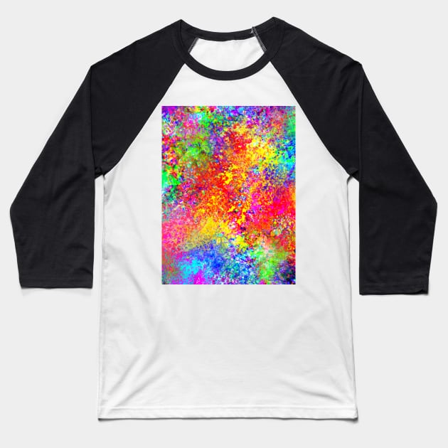 Psychedelic Blacklight Splatter Baseball T-Shirt by Art by Deborah Camp